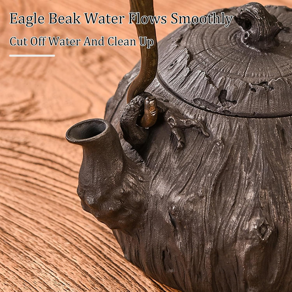 Cast Iron Teapot, Stovetop Safe Tea Kettle With handle, Asian Style Handmade Tea Pot For Home Camping Outdoor Use(1.2L, BlackB)