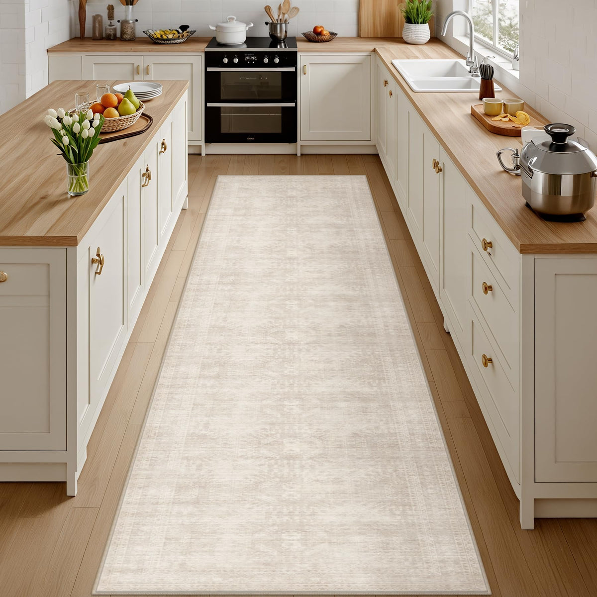 8x10 Area Rugs Living Room: Bedroom Washable Carpet Beige/Ivory