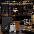 XIFEI Classic Flint-Wheel Cigar Lighter, Adjustable Dual Jet Flame