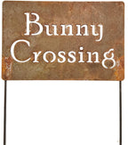 Funny Garden Stake 20 to 33 Inches Tall (Bunny Crossing, XL 33" Tall)