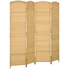 HOMCOM 3 Panel Room Divider 6 Ft Privacy Screen Hand-Woven Washed Oak
