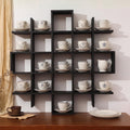 Suzile 5x5 Wall Shelf for Tea Cups Saucers, Rustic Wood Rack, Brown
