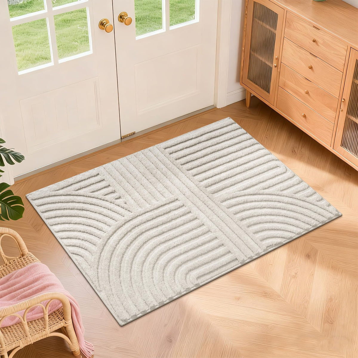 Pauwer 6x9 Area Rugs for Living Room, Modern Non Slip Washable Rug, Beige