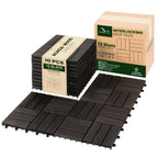 Acacia Interlocking Deck Tiles, 27 PCS Wood Flooring, 12 Slats, Walnut