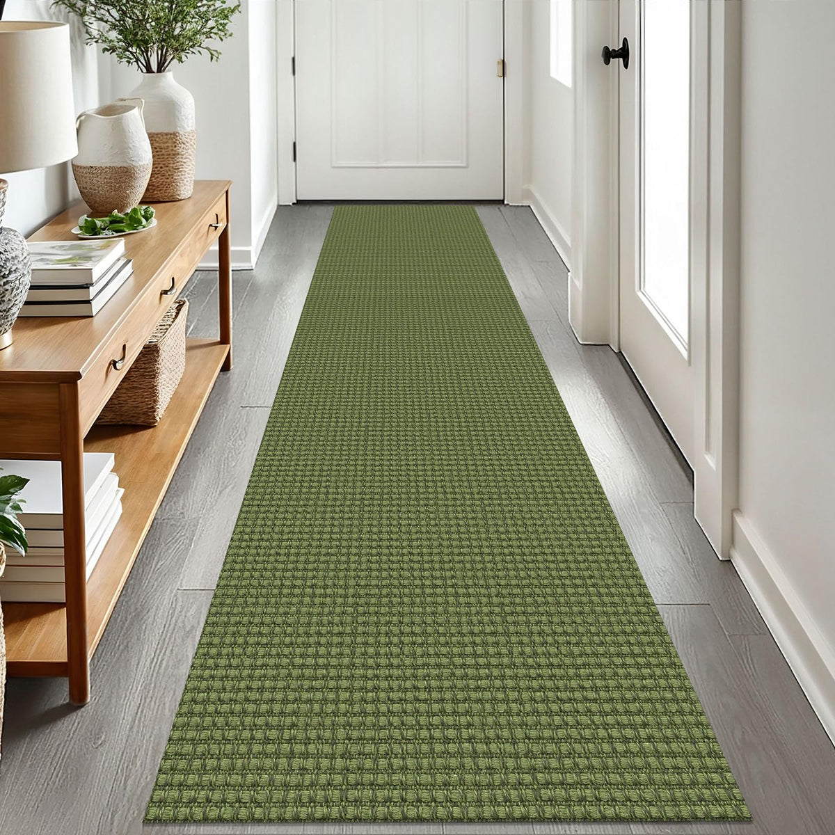 EARTHALL Woven Area Rugs 6x9 Ft Washable Living Room Rugs Non Slip Rubber Backed Dining Room Rug Braided Bedroom Rugs Indoor Floor Carpet for Living Room, Bedroom, Dining Room, Beige/Ivory