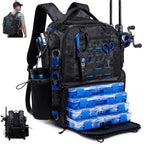 Fishing Backpack, Multi-pocket Tackle Backpack with 2 Rod Holders
