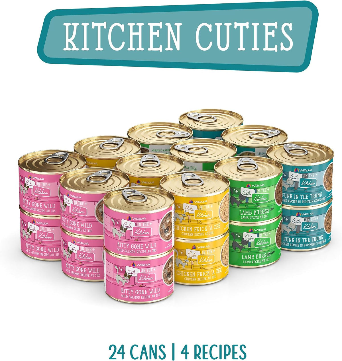 Weruva Cats in the Kitchen, Kitchen Cuties Variety Pack, Wet Cat Food, 6oz Cans (Pack of 24)