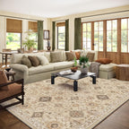 Washable Area Rugs for Living Room: 9x12 Bedroom Rug Boho Vintage Area Rug Stain Resistant Non Slip Low Pile Lightweight Soft Carpets for Dining Room Kitchen Nursery Kids Room Playroom Home Office