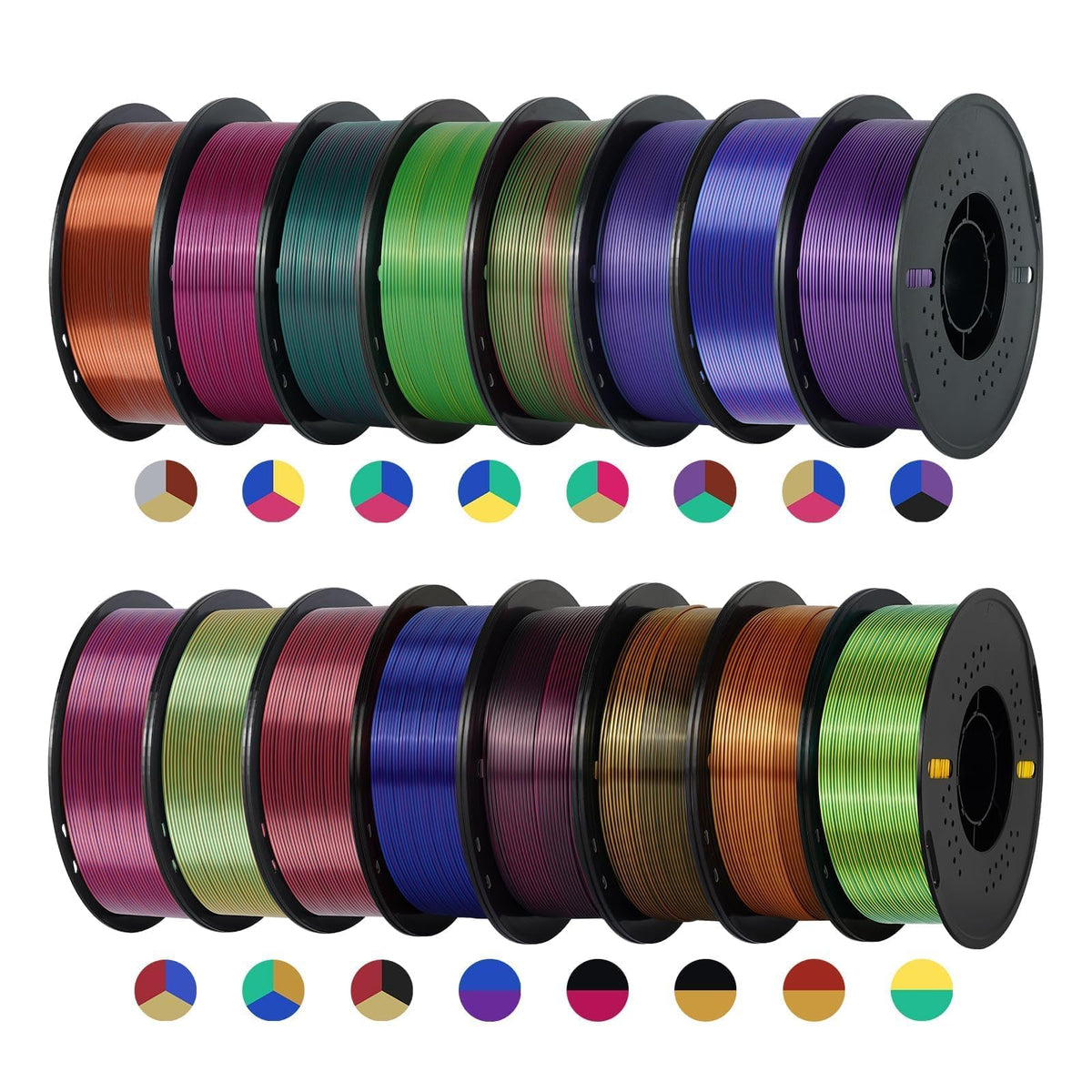 Kingroon 16KG PLA Filament Bundle 1.75mm 3D Printer Filament Multicolor Pla Filament Bulk for Most 3D Printer, Dimensional Accuracy +/- 0.02 mm, 1kg Spool,16 Rolls,16 Colors