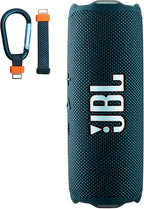 JBL FLIP 7 (Blue) Waterproof Portable Speaker Bundle with X-Halo Hardcase (Black)