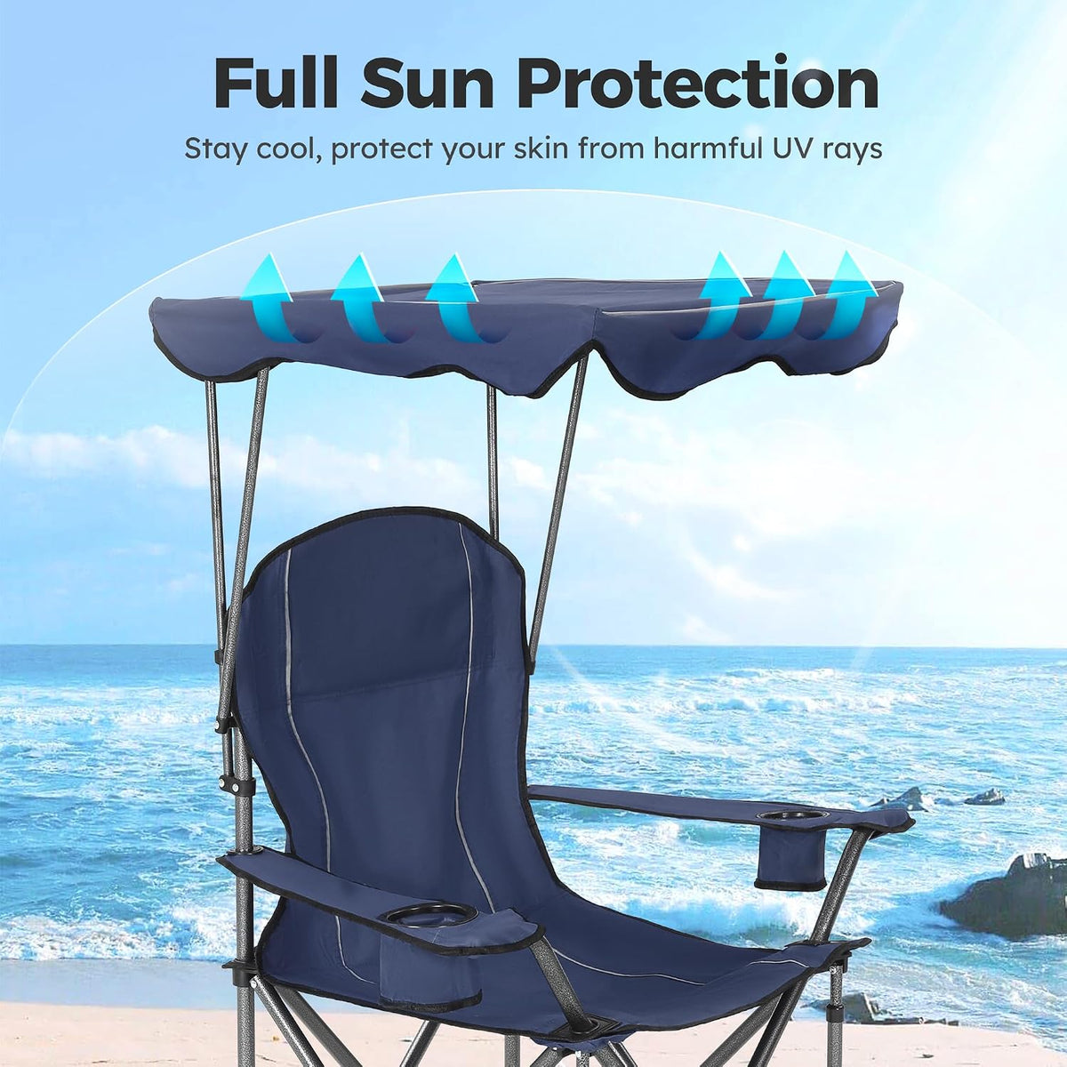 ALPHA CAMP Heavy Duty Canopy Camping Chairs with Adjustable Sunshade