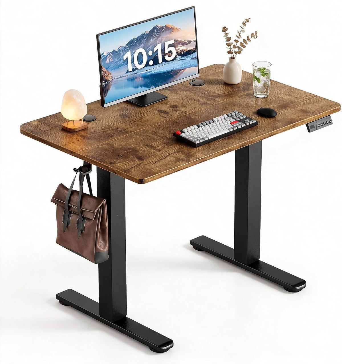 Claiks 32 x 19 Inch Rustic Brown Electric Standing Desk