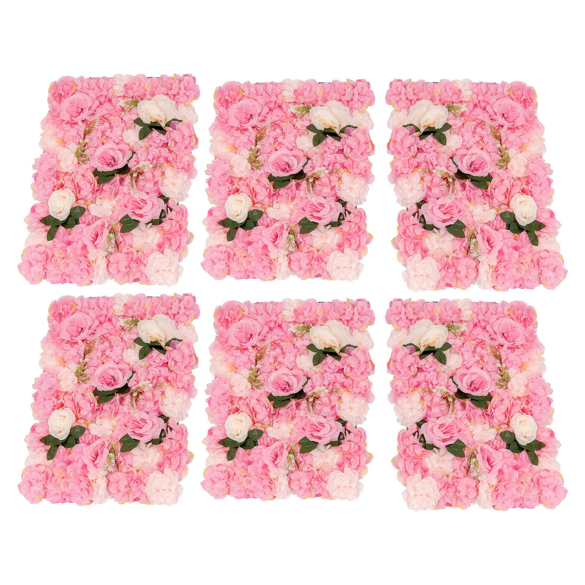 Pink Yellow Flower Wall Panels, Artificial Peony Rose Backdrop, 6Pcs 3D Silk Floral Panels for Wedding Decor, Party Background, Home Wall Decoration (40x60cm)
