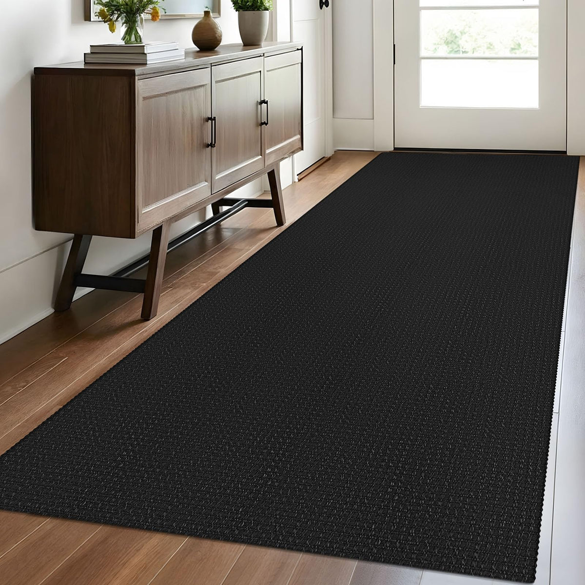 EARTHALL Woven Area Rugs 6x9 Ft Washable Living Room Rugs Non Slip Rubber Backed Dining Room Rug Braided Bedroom Rugs Indoor Floor Carpet for Living Room, Bedroom, Dining Room, Beige/Ivory
