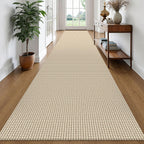 EARTHALL Woven Area Rugs 6x9 Ft Washable Living Room Rugs Non Slip Rubber Backed Dining Room Rug Braided Bedroom Rugs Indoor Floor Carpet for Living Room, Bedroom, Dining Room, Beige/Ivory