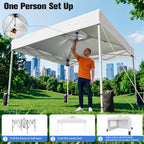 10x10 Pop Up Canopy Tent with One Push Setup, 3 Adjustable Heights, White