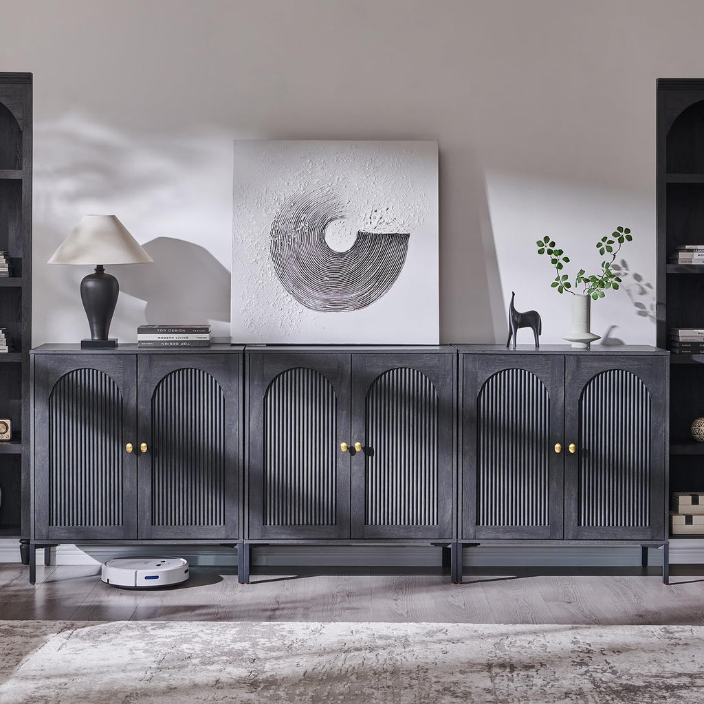 IFGET 61.75" W Modern Arched Sideboard Buffet Cabinet with Storage, Natural