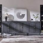 IFGET 34" Tall Modern Arched Sideboard Buffet Cabinet with Storage, Brown