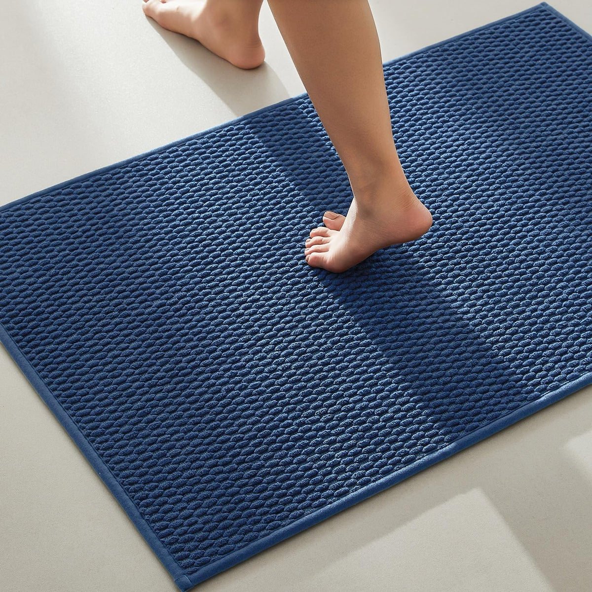 TYUU Bathroom Runner Rugs, Long Bath Mat Runner Washable Thin Quick Dry Low Pile Bathroom Runner Rugs Non Slip, Beige 24"x70"
