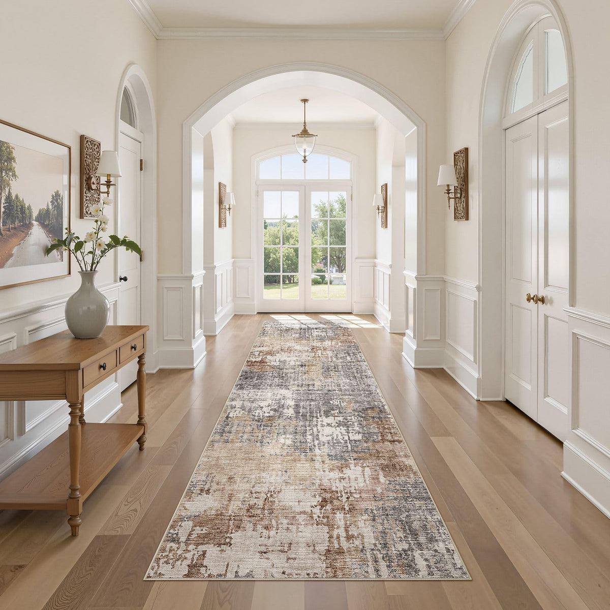 DMOYEST Area Rug Living Room Rugs 9x12 Washable Abstract Grey Carpet