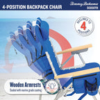 Tommy Bahama Hi-Boy 17" Seat Height 4-Position Lace-Up Suspension Folding Beach Backpack Chair