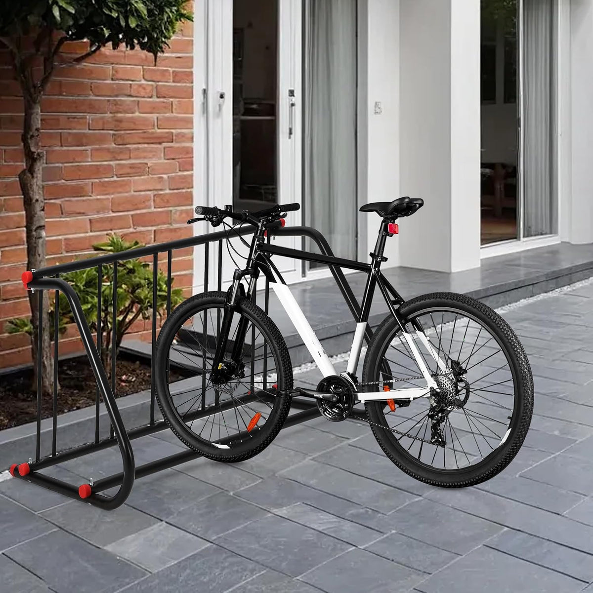 GARVEETECH Commercial Bike Rack Outdoor, 5-Bike Metal Bicycle Parking Rack Stand, Heavy Duty Bicycle Parking Racks for Retail Shopping Centers, Schools, Backyards, Bike Shops (Single Side)
