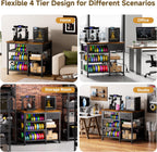 3D Printer Stand with Filament Storage Rack, Heavy Duty 3D Printer Table with Power Outlet, 4-Tier Filament Holder with Drawer, 3D Printer Filament Stand Organized for Office Workshop Studio