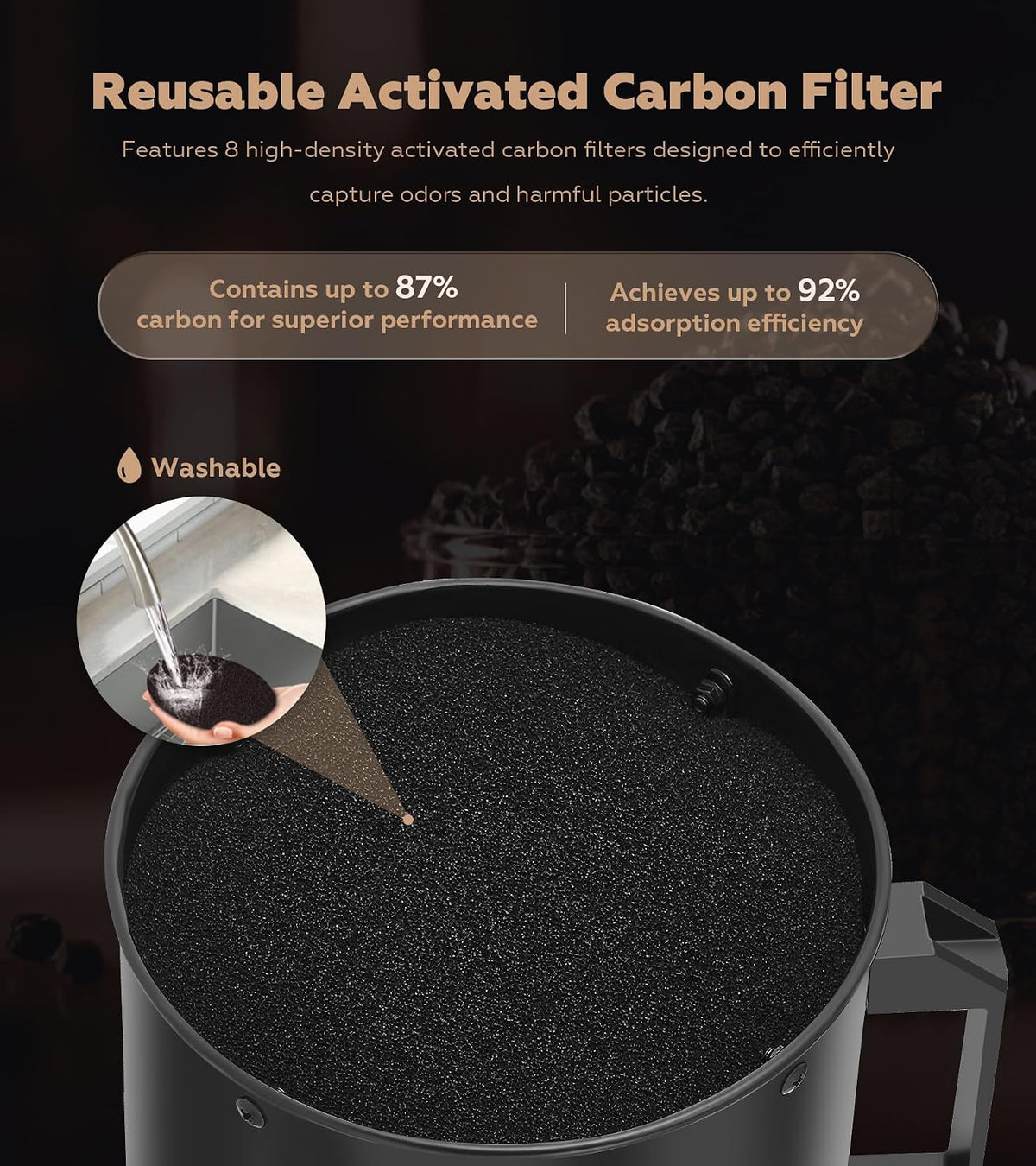 FAREAST 8-Inch Portable Range Hood, 452 CFM Kitchen Exhaust Fan, Portable Exhaust Fan with 8 Reusable Activated Carbon Filter Replacements, Desktop Range Hood for Cooking, Indoor BBQ, Camping and RV