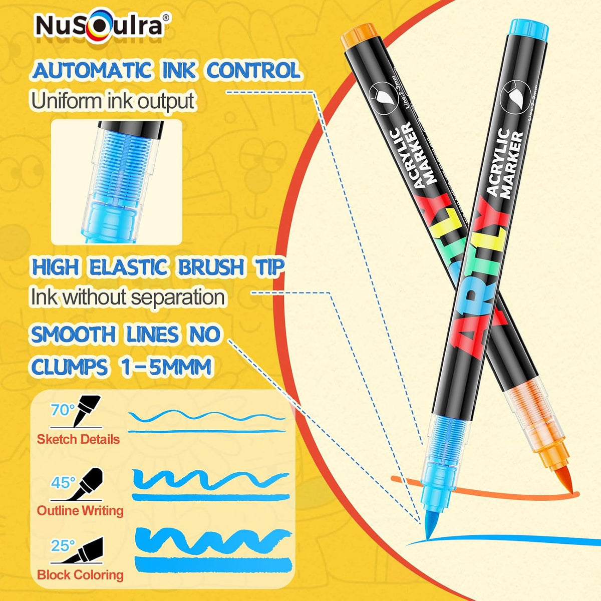 240 Colors Acrylic Paint Markers Brush Tip, Automatic Ink Control