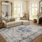 Washable Area Rugs for Living Room: 9x12 Bedroom Rug Boho Vintage Area Rug Stain Resistant Non Slip Low Pile Lightweight Soft Carpets for Dining Room Kitchen Nursery Kids Room Playroom Home Office