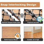 PrimeZone 54 PCS Solid Acacia Wood Interlocking Deck Tiles, Natural Wood