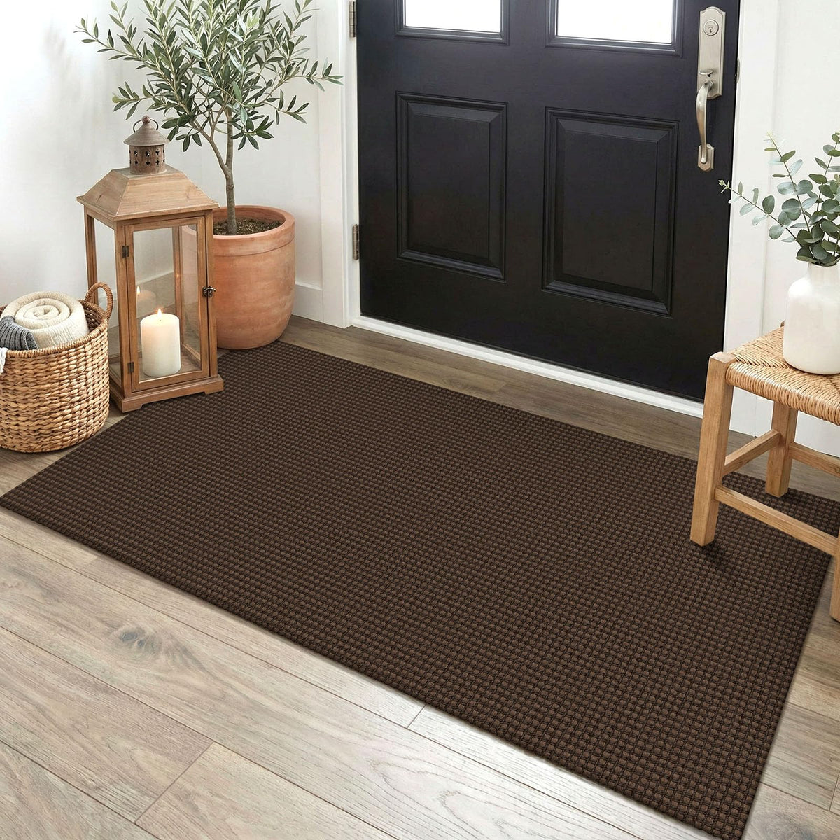 EARTHALL Woven Area Rugs 6x9 Ft Washable Living Room Rugs Non Slip Rubber Backed Dining Room Rug Braided Bedroom Rugs Indoor Floor Carpet for Living Room, Bedroom, Dining Room, Beige/Ivory