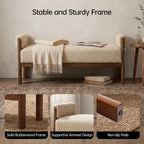 VKNOW 51.8”End of Bed Bench Upholstered Bedroom Bench with Arms, Brown