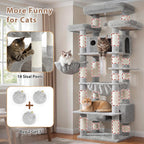 Gitelsnour Cat Tree, 74" Tower for Large Cats, Big Condo & Hammock GCT030W