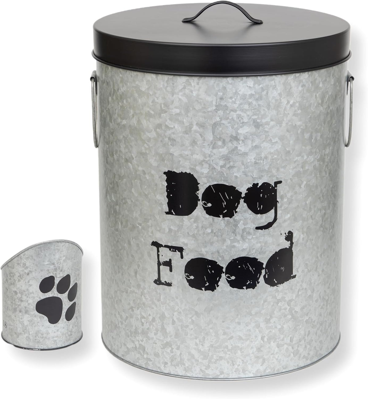Large Dog 60lb Pet Food Storage Canister or Dog Bin with Scoop – Durable & Airtight for Freshnesss, Minimalist Design & Recyclable, Huge Large Metal Container