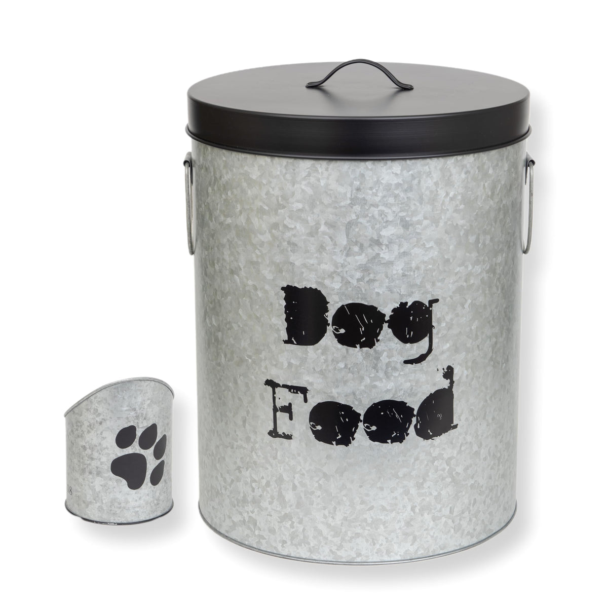 Medium 30lb Cat & Small 20lb Dog Pet Food Storage Canister with Scoop – Durable & Airtight for Freshnesss, Minimalist Design & Recyclable, Medium Metal Container(Combo - Small Dog Bin & Med Cat Bin)