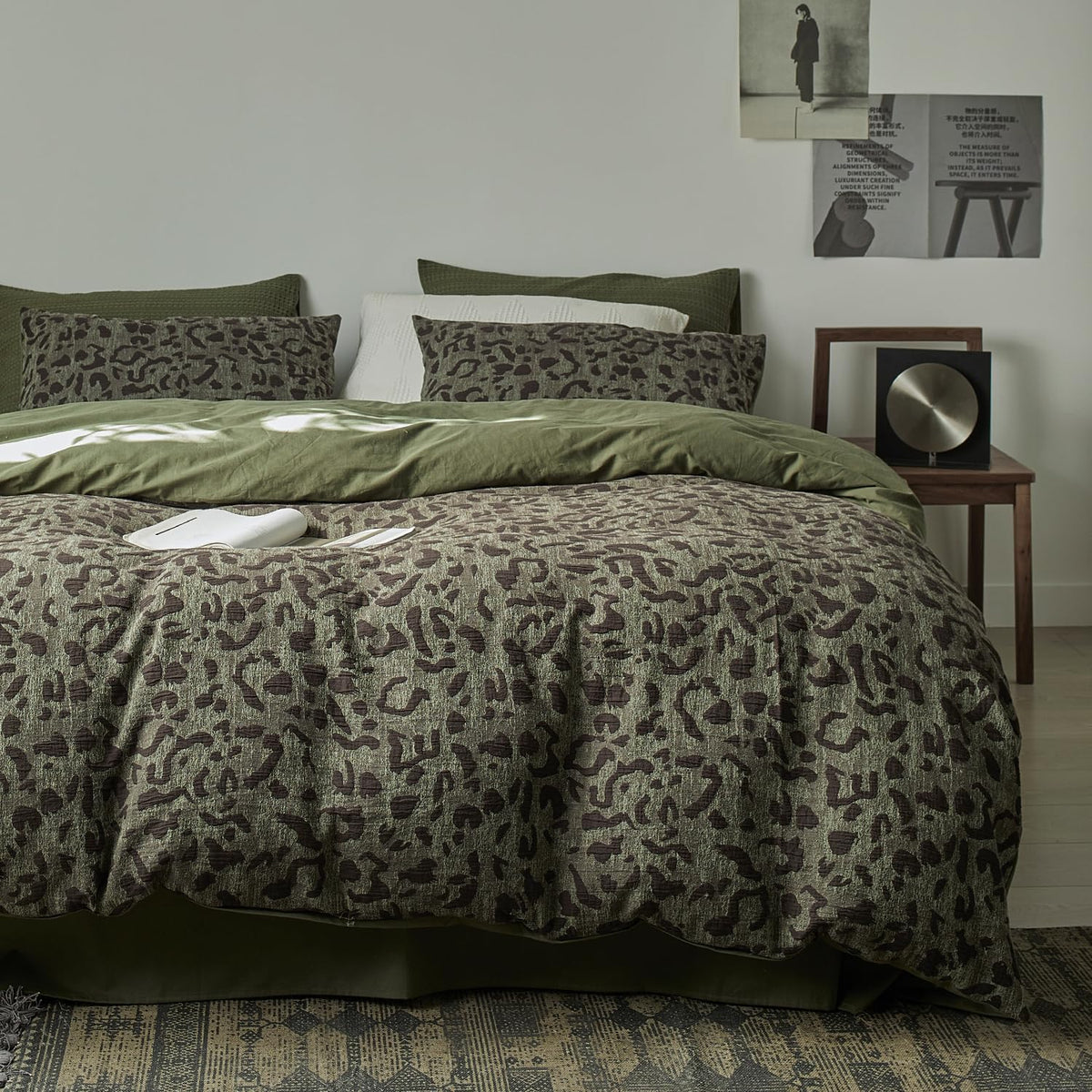 mixinni Garden Style Cotton Flowers and Birds Pattern Printed Duvet Cover Reversible Design Peacock Blue 3 Piece Bedding Duvet Set with Zipper Closure, Perfect for Him and Her-Queen Size