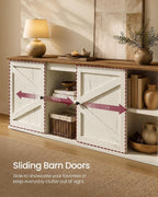 VASAGLE Farmhouse TV Stand for 65'' TV, Media Console, Sliding Barn Doors