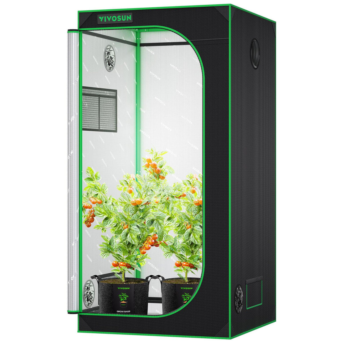 VIVOSUN S448 4x4 Grow Tent 48"x48"x80" Mylar Tent for Indoor Plants
