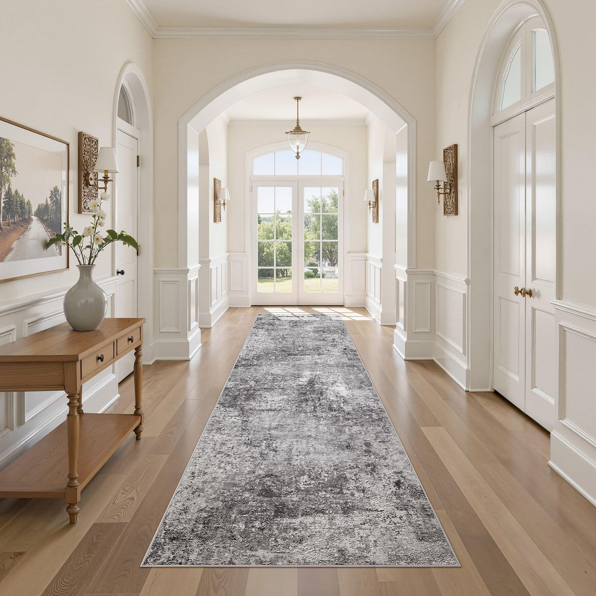 DMOYEST Area Rug Living Room Rugs 9x12 Washable Abstract Grey Carpet