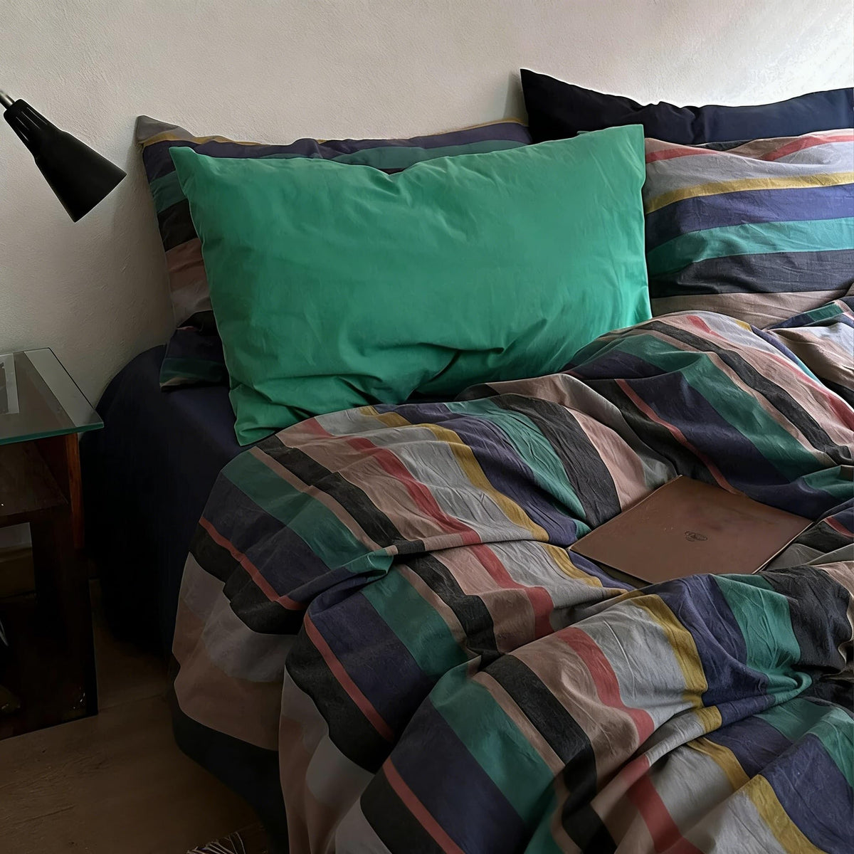 mixinni Vintage Buffalo Plaid Duvet Cover Set Queen Size - 3 Piece Washed Cotton Bedding Set with Grid Pattern, Soft & Breathable Duvet Cover with Pillowcases for All Seasons,(Brown & Blue,Beige)