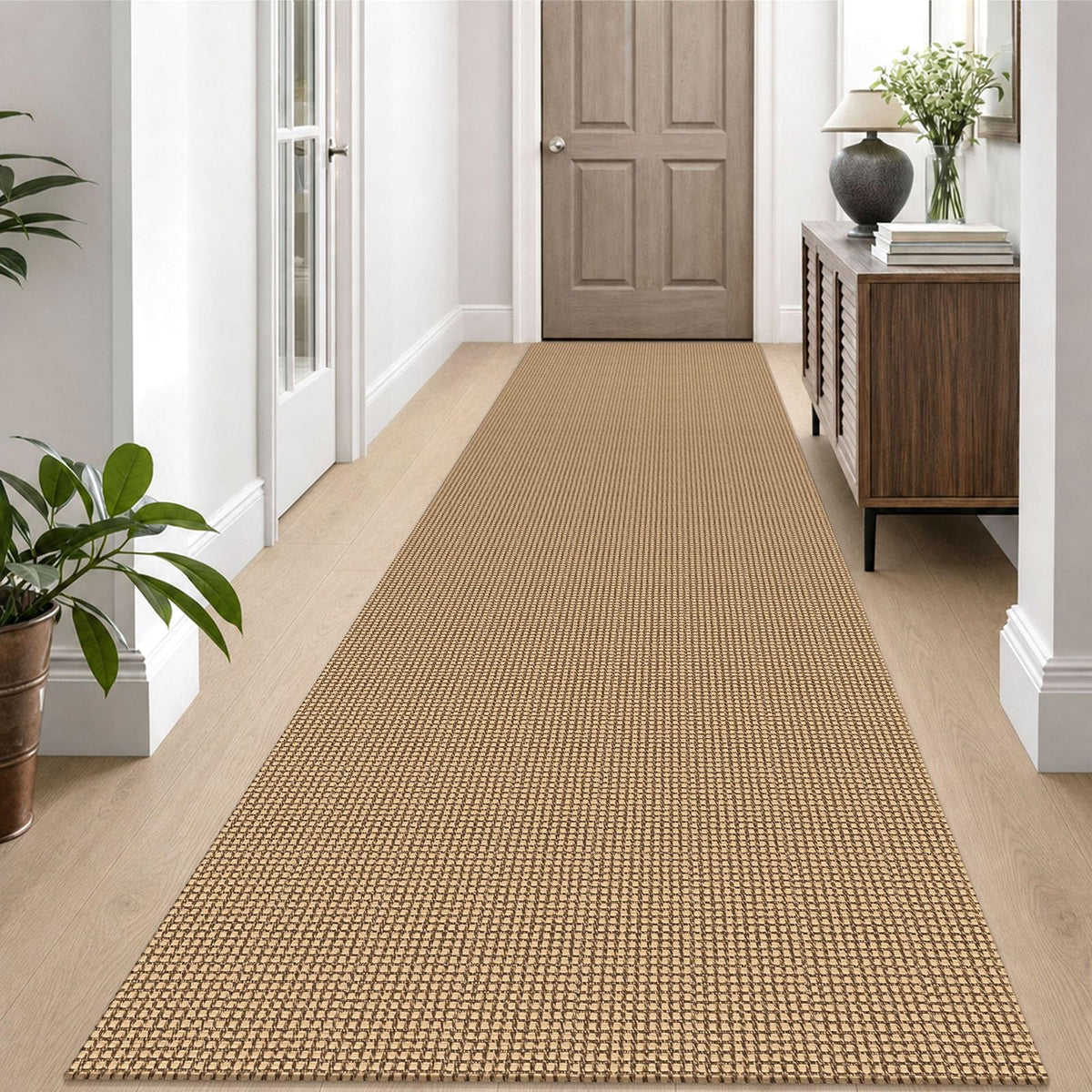 EARTHALL Woven Area Rugs 6x9 Ft Washable Living Room Rugs Non Slip Rubber Backed Dining Room Rug Braided Bedroom Rugs Indoor Floor Carpet for Living Room, Bedroom, Dining Room, Beige/Ivory