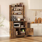 63" Kitchen Bakers Rack with Power Outlet, Coffee Bar Cabinet