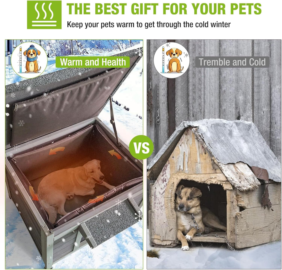 GUTINNEEN Dog House Insulated for Small Dogs Outdoor Cat House Feral Cat Shelter with Thermal Liner
