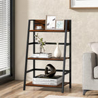 Tangkula 3-Tier Ladder Shelf, Industrial Wood Bookshelf