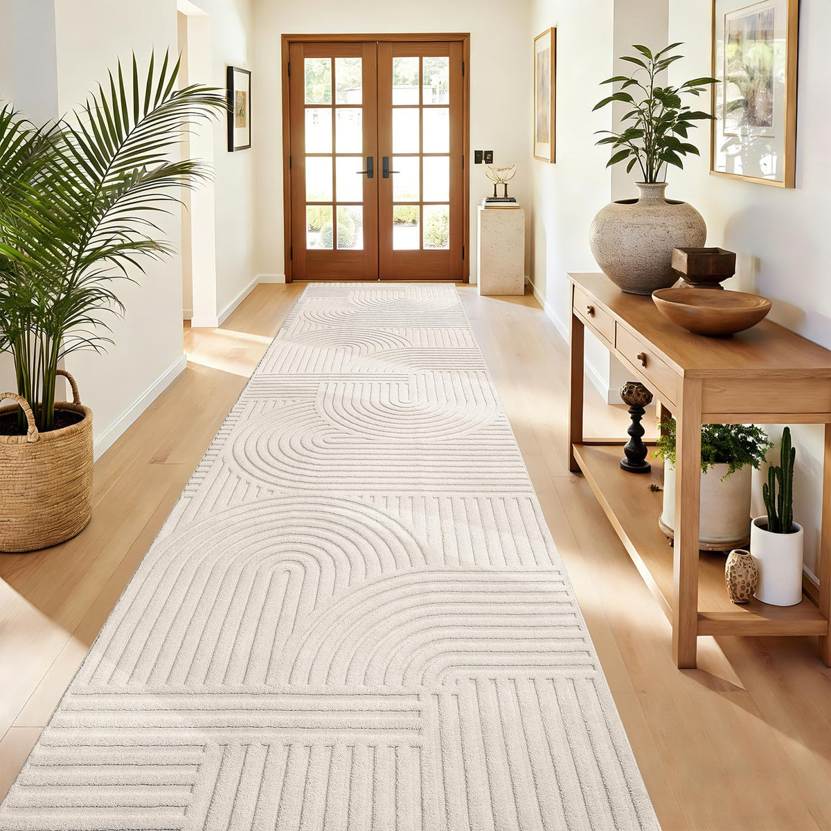 Pauwer 6x9 Area Rugs for Living Room, Modern Non Slip Washable Rug, Beige