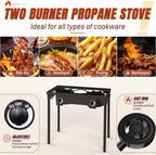 2 Burner Propane Gas Stove with Dustproof Cover