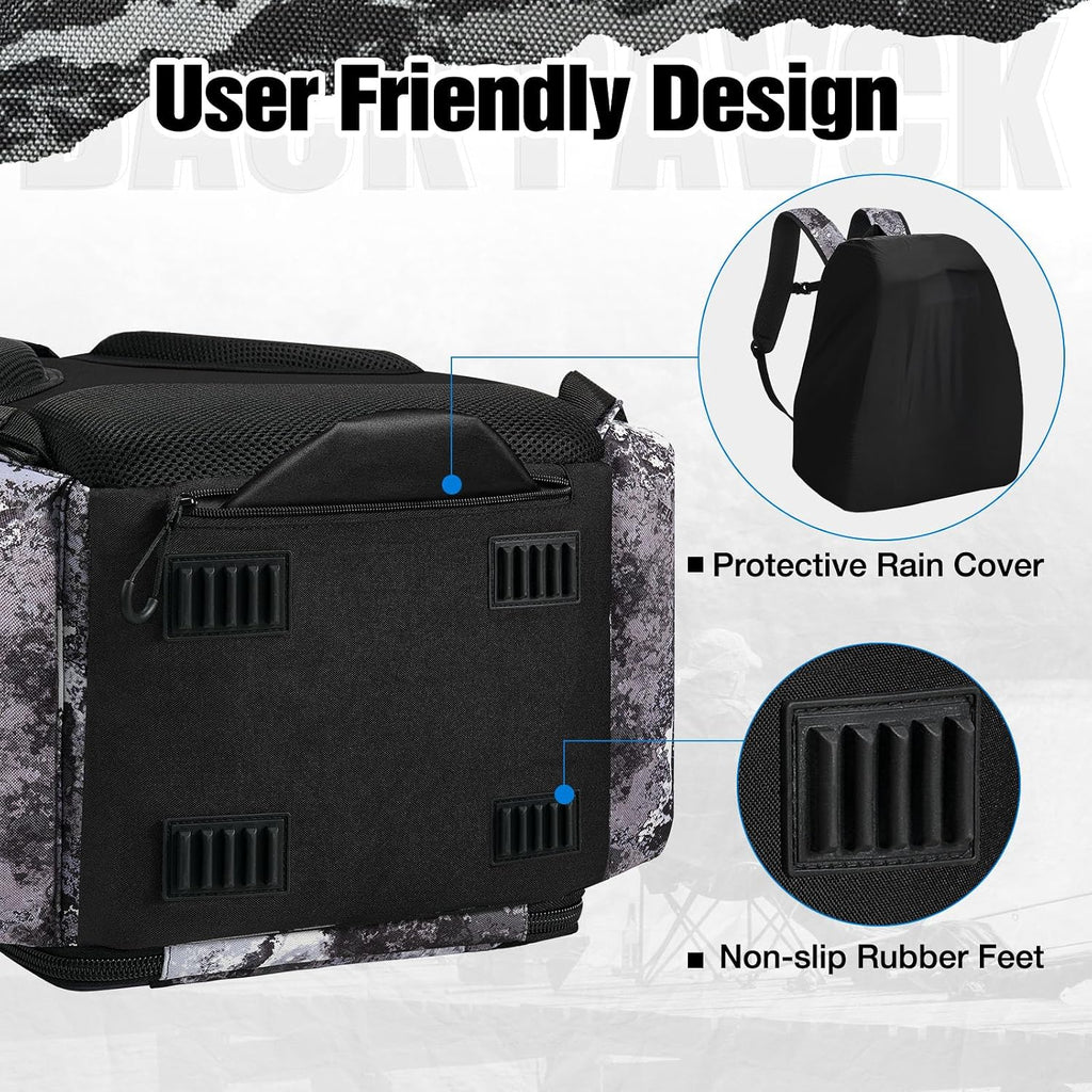Piscifun Fishing Tackle Backpack, 42L Rod & Box Carrier, Waterproof
