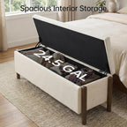Usaint 47" Fabric Upholstered End of Bed Storage Ottoman Bench, Beige