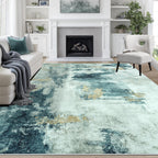 8x10 Area Rugs for Living Room Washable Bedroom Dining Room Blue Grey